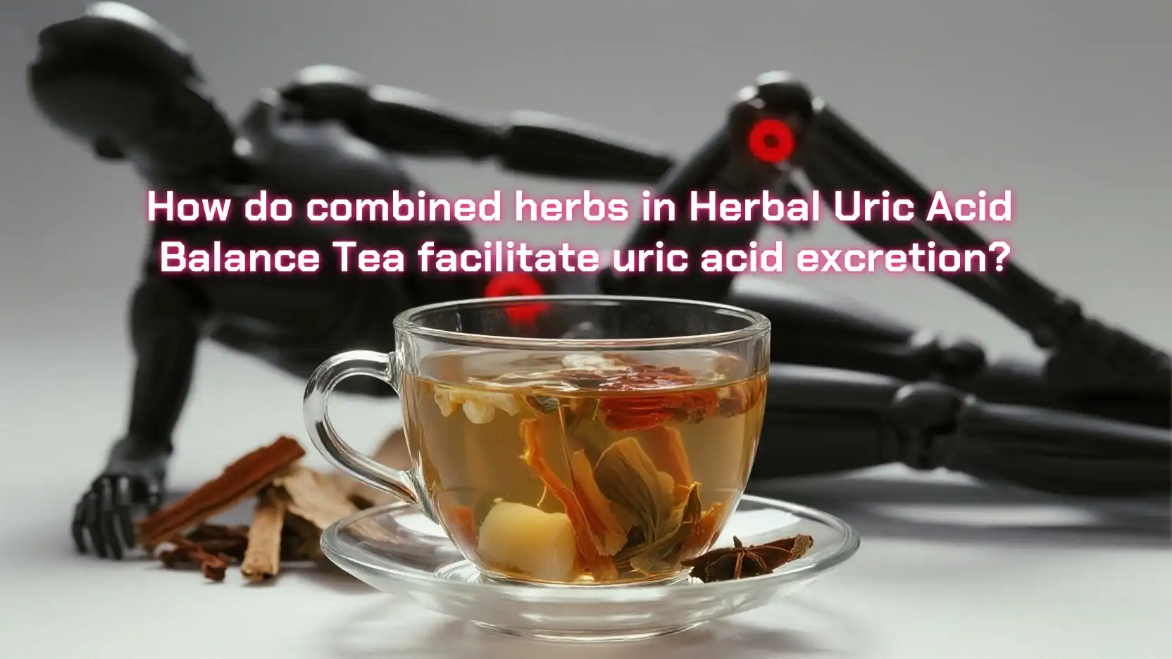 How do combined herbs in Herbal Uric Acid Balance Tea facilitate uric acid excretion?